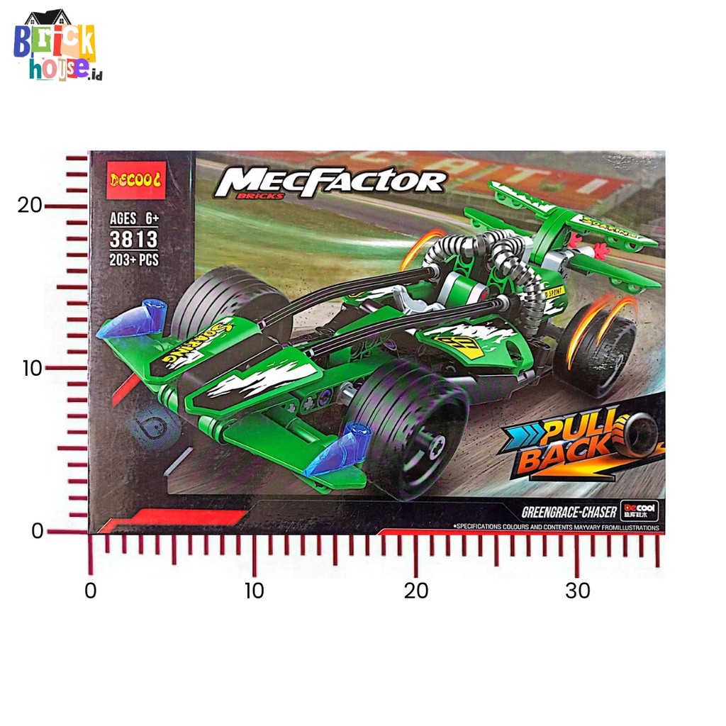 Mainan Anak Edukatif/Brick/Bongkar Pasang Technic Mecfactor Pullback Green F1 3813