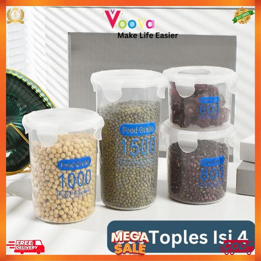 Terlaris Voova Toples Tabung Serbaguna/ Toples Tebal/ Toples Kedap Udara/ Toples Plastik Tebal