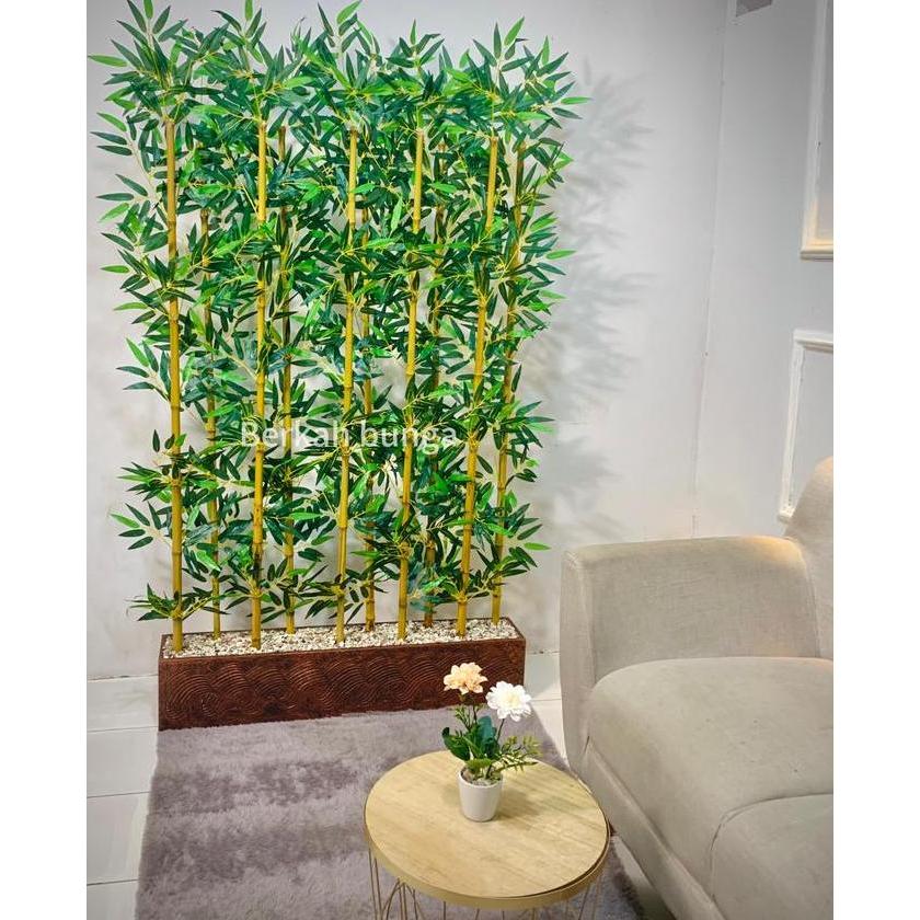 Terlaris Pohon Bambu Partisi Artifcial Plastik T.170Cm P.100Cm Penyekat Ruangan Hiasan Dekorasi Ruma