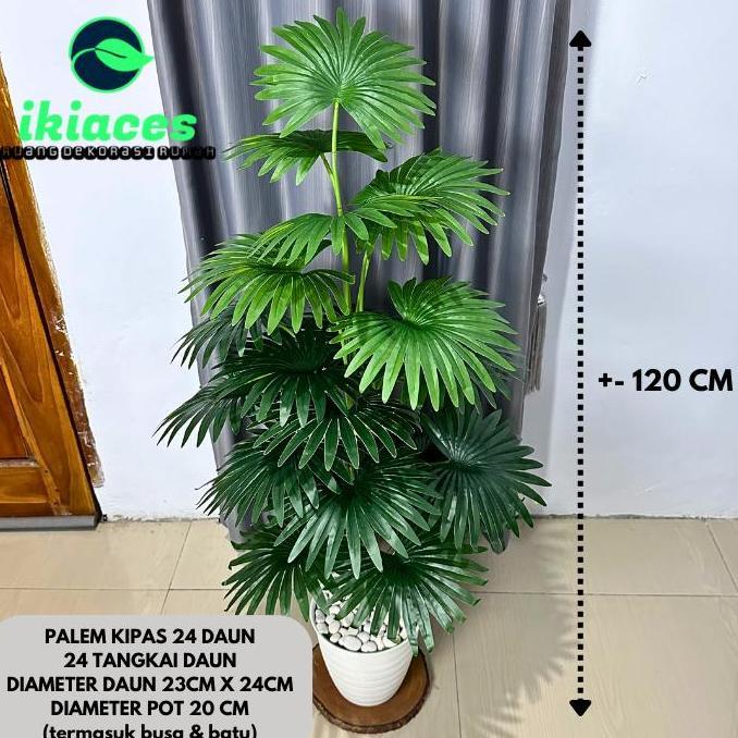 Terlaris Daun Palem Kipas Jumbo Daun Palem Artifisial 1 Meter Bunga Hias Plastik Dekorasi Tanaman Hi
