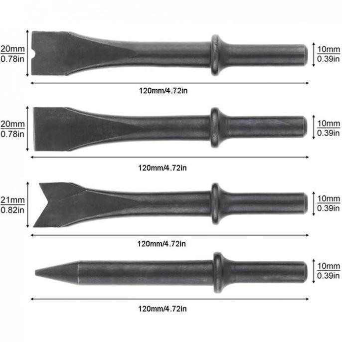 Terjangkau Air Hammer Chisel Round Chisel 10Mm / Mata Pahat Angin 4Pcs Taiwan