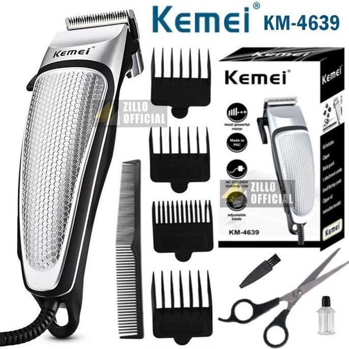 Alisman_Grosir - Kemei Alat Cukur Listrik Set Lengkap Sisir Gunting Zillo Mesin Cukur Kabel Mata Pis