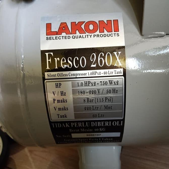 Grosir Kompresor Pompa Angin Oilless/Kompresor Tanpa Oli Lakoni Fresco 260 X