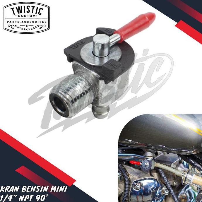 Kran Keran Bensin Tangki Custom Wassell Peanut Mini 1/4" Npt 90 Derajat Petcock Motor Chopper Bobber