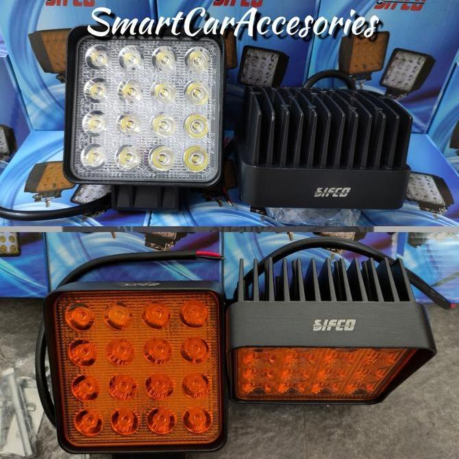 Promo Lampu Kerja Tembak Sorot Foglamp Kotak 16 Led Cree 48watt SIFCO Kuning Diskon