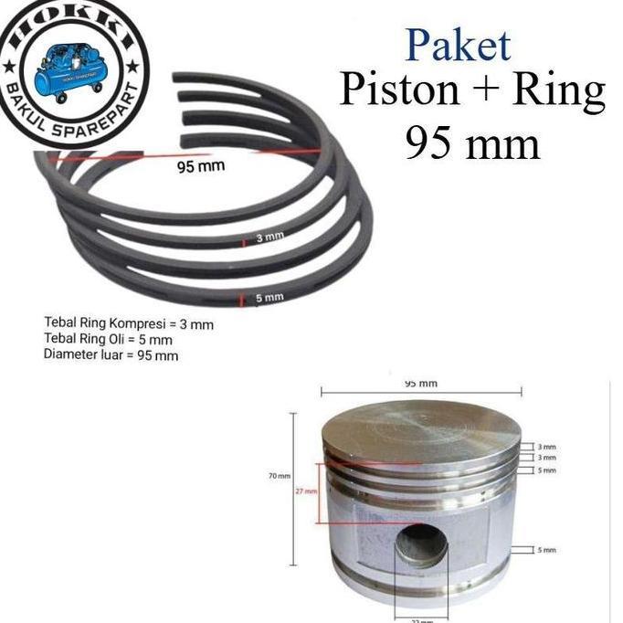 Sale Paket  Piston + Ring Piston Kompresor Ukuran 95 Mm