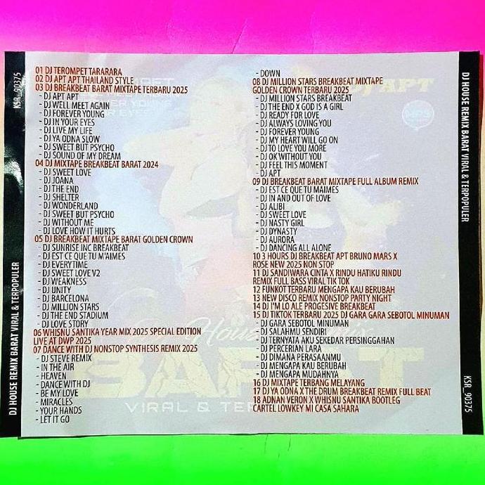 (ACS) KASET MP3 CD LAGU BARAT DJ REMIX TERBARU-KASET CD MP3 LAGU TERBARU DJ-KASET MP3 LAGU DJ TIK TO