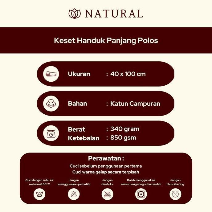 Keset Handuk Natural by Chalmer 40x100 cm Keset Panjang Polos Dapur