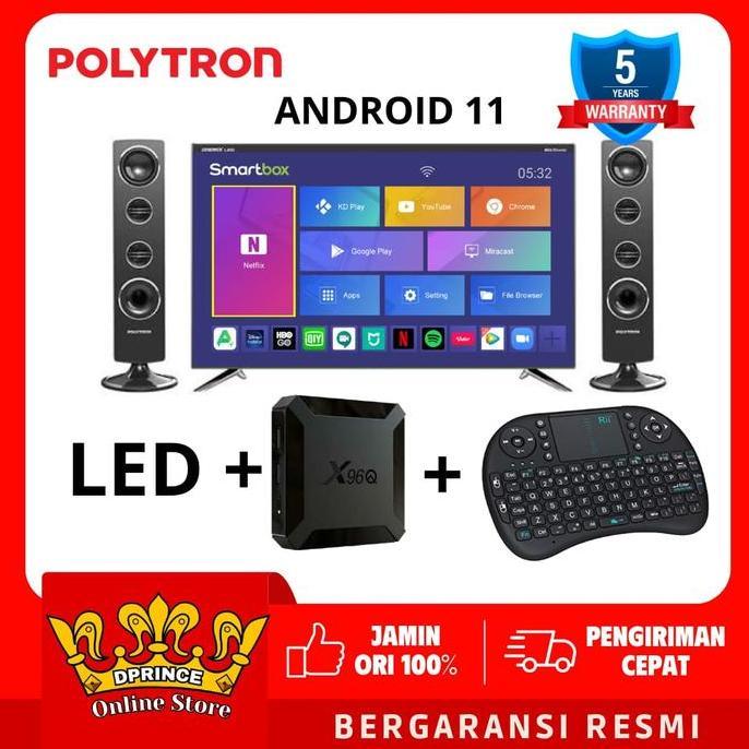 Herefarm88 - Polytron LED Digital TV 24 Inch SMART ANDROID BOX 11 24TV1855 +SPEAKER DVB-T2 HD Ready 