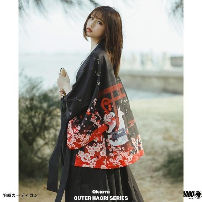 Kostum Jepang Outer Kimono Unisex Haori Okami Outer Cardigan TA