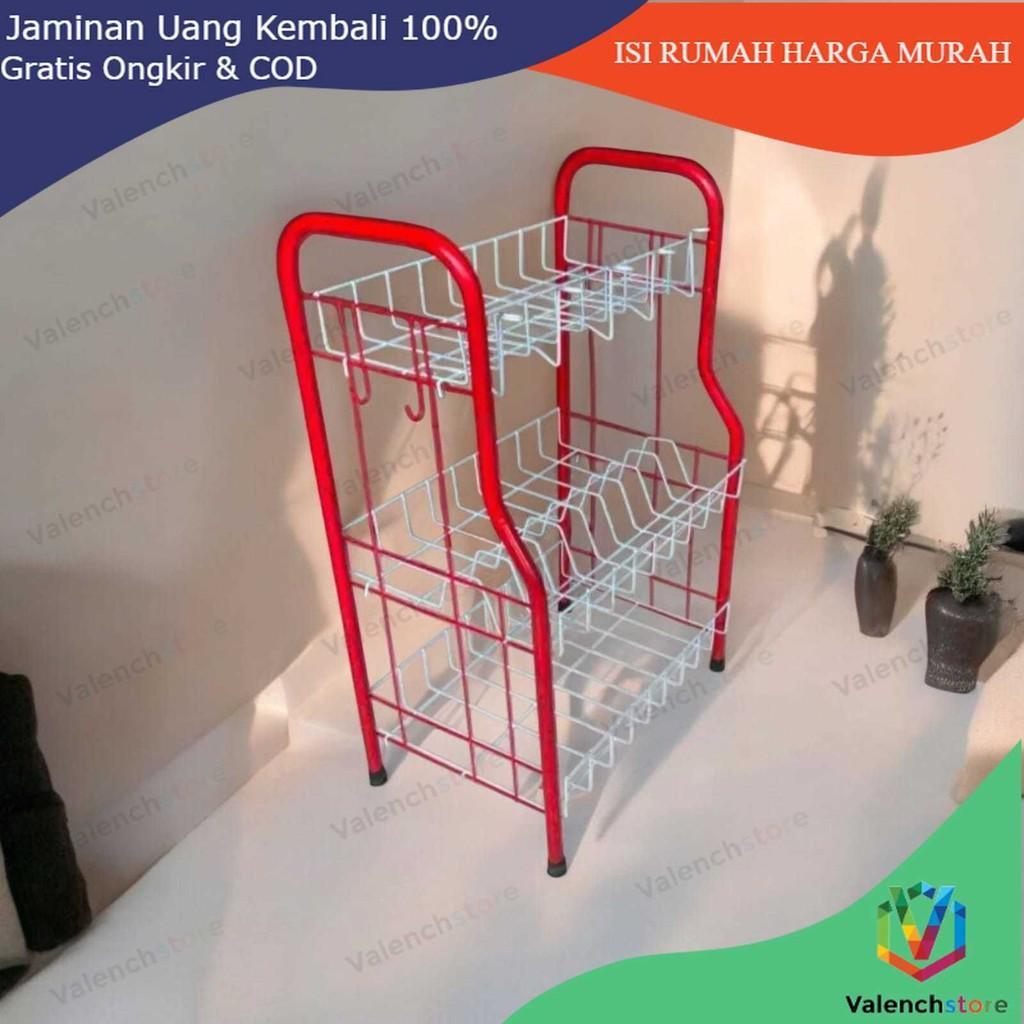 Rak Piring 3 Susun Dengan Gelas Rpl 03 Lengkung /Rak Dapur / Rak Gelas/ Rak Piring Alumunium 3 Susun