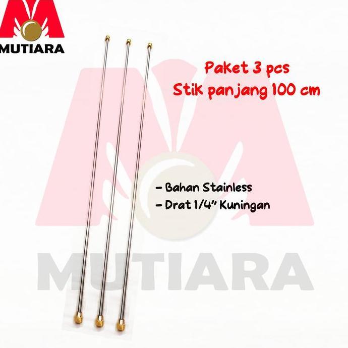 Paket 3 Stik Pompa Stainless steel 100 cm 1/4" jantan betina Robin