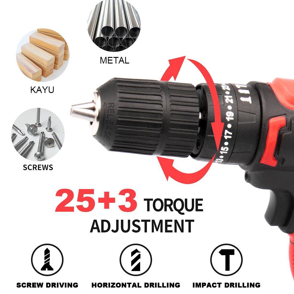 JLD 13mm mesin bor impact baterai bor cas cordless bor baterai bor listrik jld tool impact variabel 