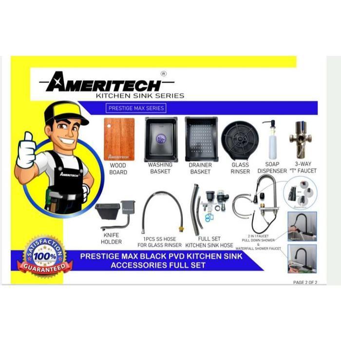BAK CUCI PIRING 8048 HITAM AMERITECH / KITCHEN SINK RAINFALL AMERITECH BLACK PVD