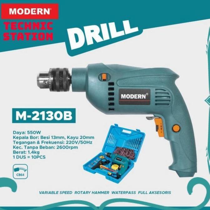 DHEALOKA Modern M 2130 B Mesin Bor Tangan Listrik MODERN M 2130B M2130B Bor Impact Beton Tembok Mode