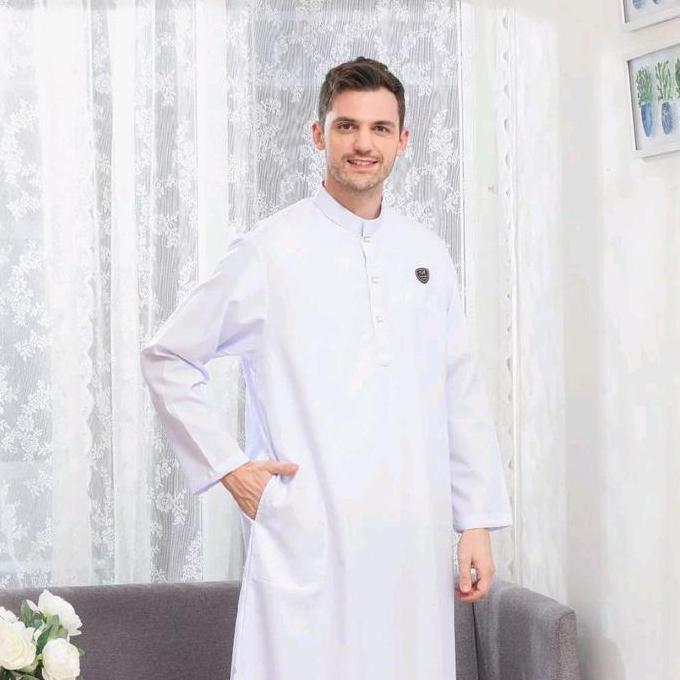 DISKON jubah EMBOS pria dewasa jubah sultan Muslim Panjang Hitam Putih Gamis DISKON