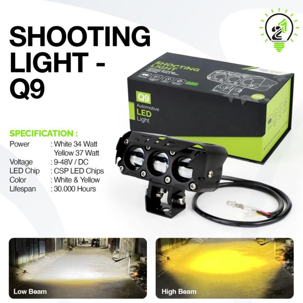 LAMPU LED TEMBAK LASER 3 MATA NINE LUXIMOS Q9 Q9PROHi LOW MOBIL MOTOR 2 WARNA SUPER TERANG
