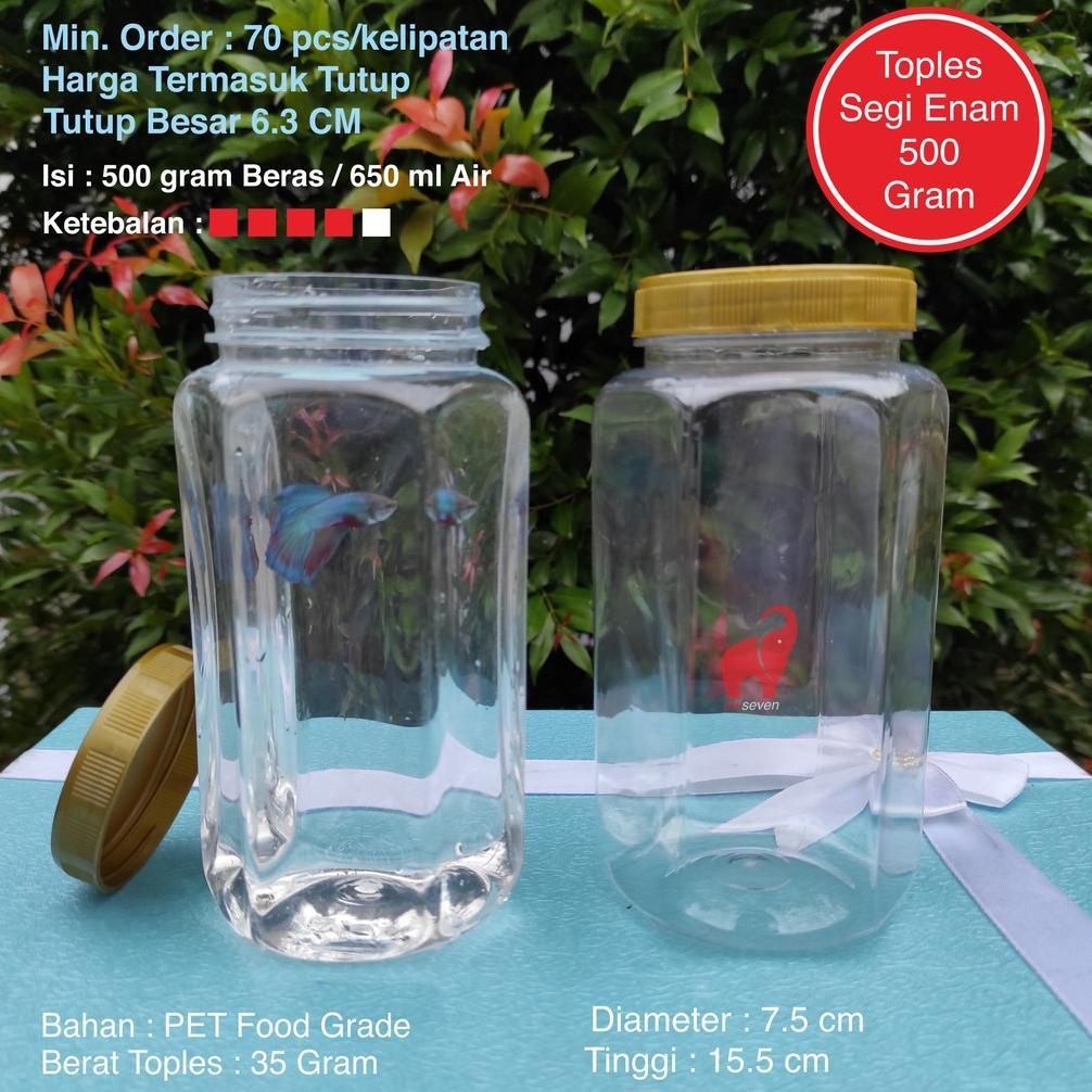 Isi 45 FREE KARDUS Toples Hexagonal Plastik 700ml 500gram TEBAL / Toples Bawang / Toples Plastik / T
