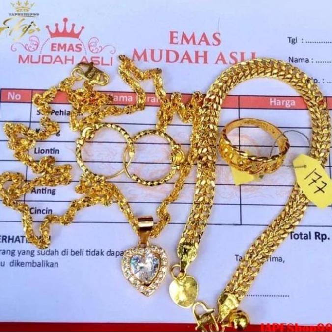 Levonazi - Termurah Set Perhiasan Titanium Gold 24K Lapis Emas Mudah Surat Nota Pembelian