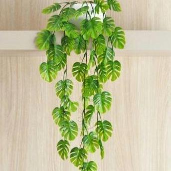 Daun juntai monstera bambu daun rambat gantung artificial daun hias