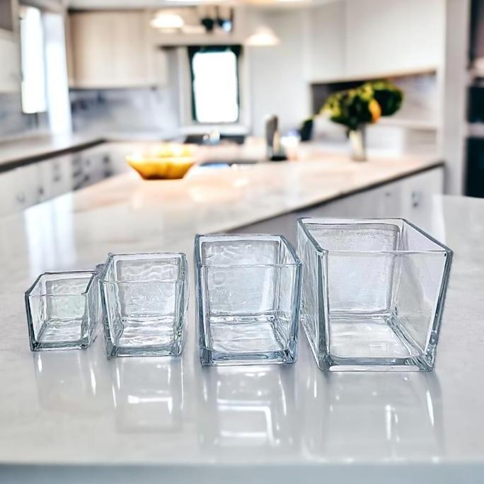 VAS BUNGA KACA KOTAK PERSEGI / POT TANAMAN AIR HIDROPONIK AESTHETIC