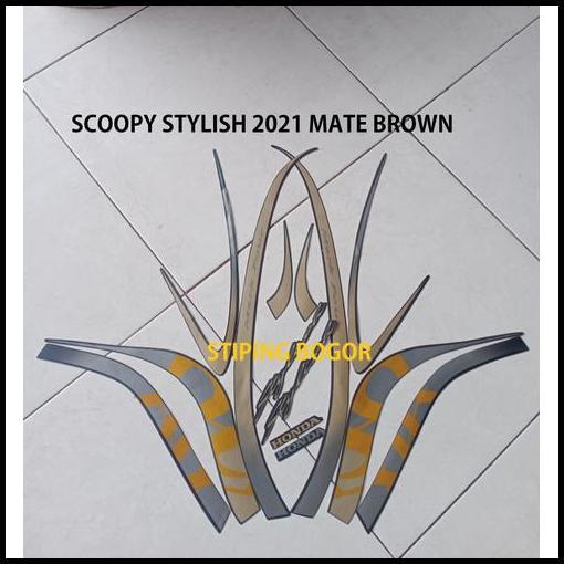 DISKON (ORI) STRIPING MOTOR HONDA SCOOPY STYLISH 2021 MATE BROWN 