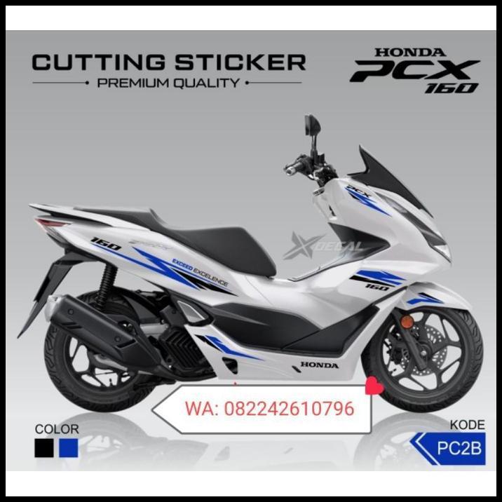 TERLARIS STRIPING CUTTING STICKER HONDA PCX PUTIH 2021 160CC BIRU HITAM SPORTY 
