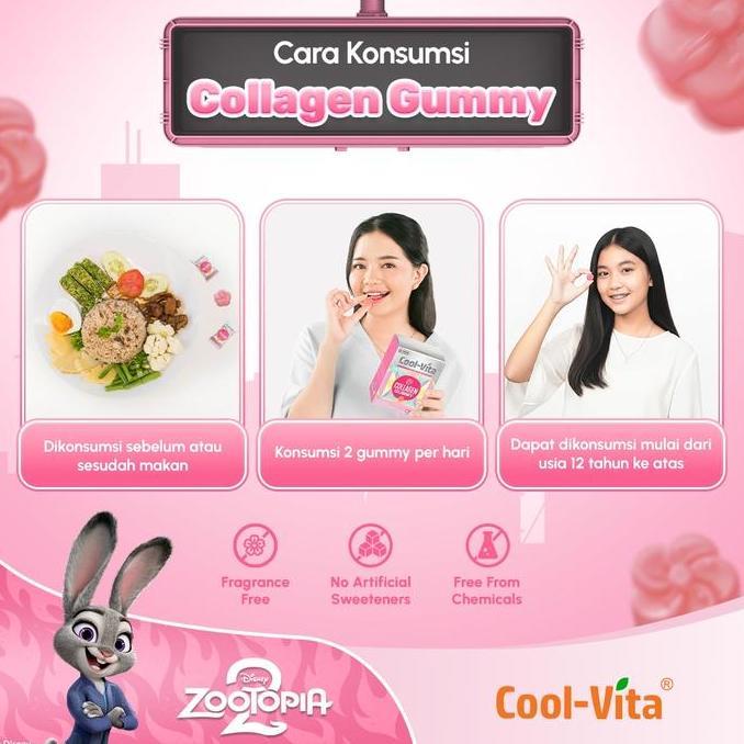 [A] Cool-Vita - Disney Zootopia2 - 1 Box Collagen Gummy (14 Sachet) + Collagen Effervescent 1 tube (