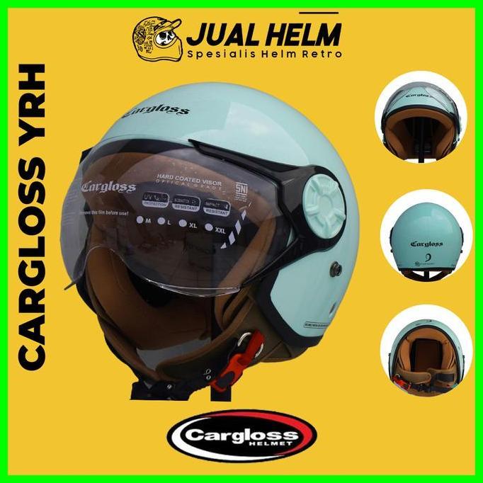 Helm Cargloss YRH Hijab Slime Green | Helm Retro Cargloss | Helm Hijab murah