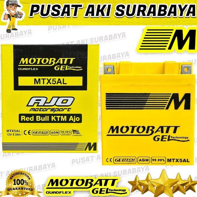 Promo ACCU ORIGINAL MOTOBATT MTX5AL 5 AMPER AKI SEPEDA MOTOR VEGA LEGENDA GRAND KAZE SUPRA X SMASH S