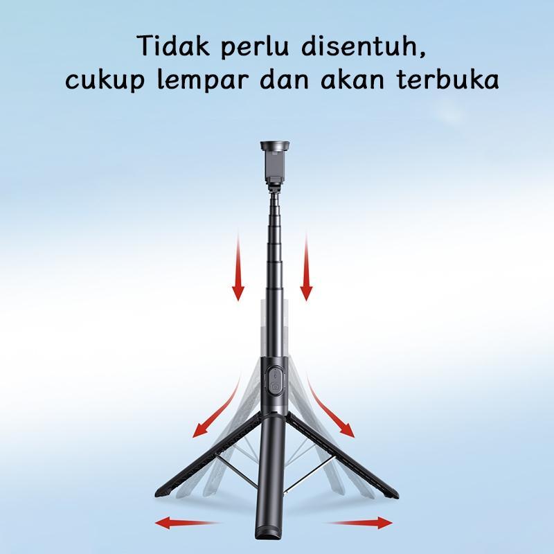 Toorea Dp08 170Cm Tongsis Tripod Automatic Pop Up Bluetooth Selfie Stick Tongsis Multifungsi Hp Hold
