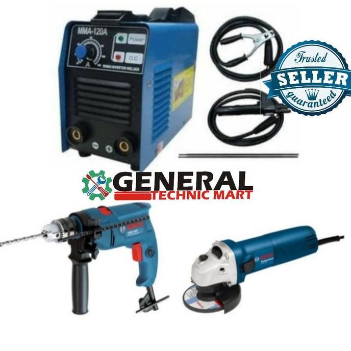Miliki Paket Mesin Las Rhino 120A + Bor Bosch 13Mm + Gerinda Bosch 4"