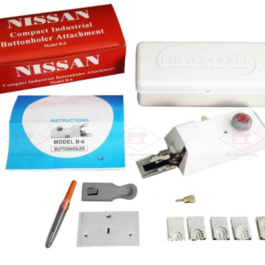 ] B-6 NISSAN alat lubang kancing buttonholer mesin jahit hitam jadul
