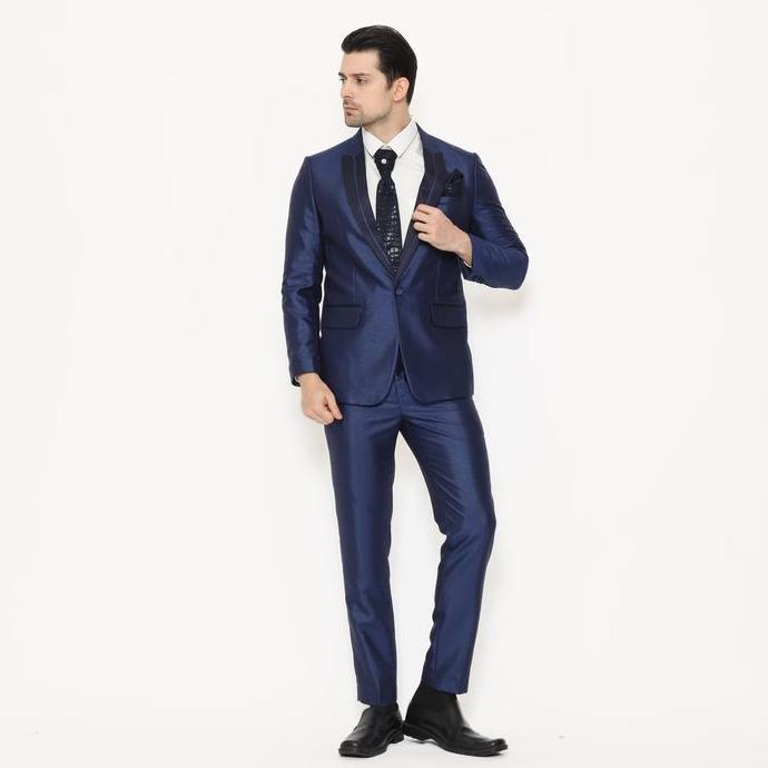 Jas Pria Semi Wool Shining Setelan Jas Pengantin Pria Bahan Tebal - YUNG