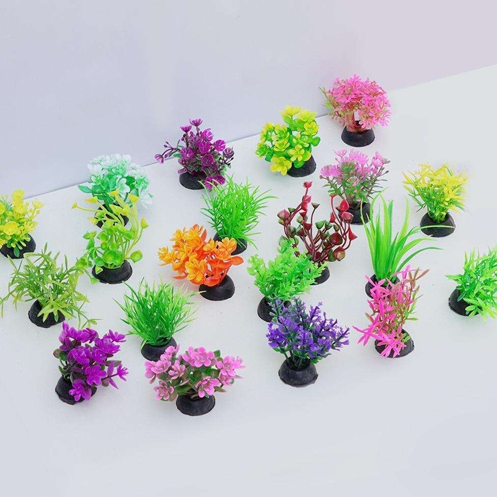 Bisa Cod Tanaman Hias Akuarium Miniatur Dekorasi Daun Bunga Plastik Hiasan Akuarium Aquascape Artifi