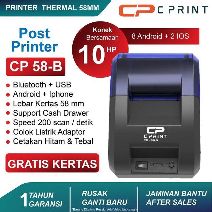 Printer thermal / Printer Bluetooth Thermal Kasir 58mm CP-58B Wireless Garansi 1 Tahun Portable Labe