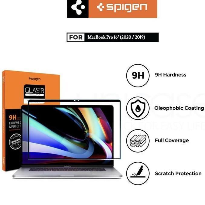 TERMURAH - SPIGEN MacBook Pro 16 M1 2020 2019 Tempered Glass Glas.tR Full Cover