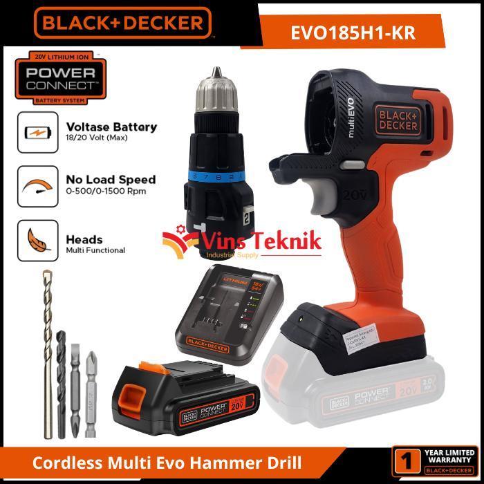 Black+Decker EVO185H1 Cordless Multi Evo Hammer Drill 20V 13mm Black & Decker EVO185