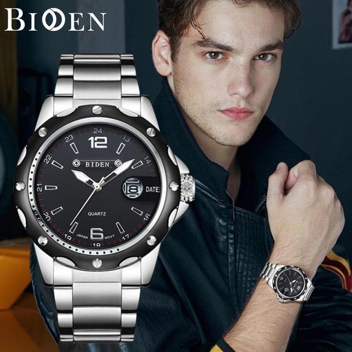 003Harga telah diganti, cepat beliBIDEN Jam Tangan Pria Olahraga Kuarsa Otomatis Date Tali Stainless