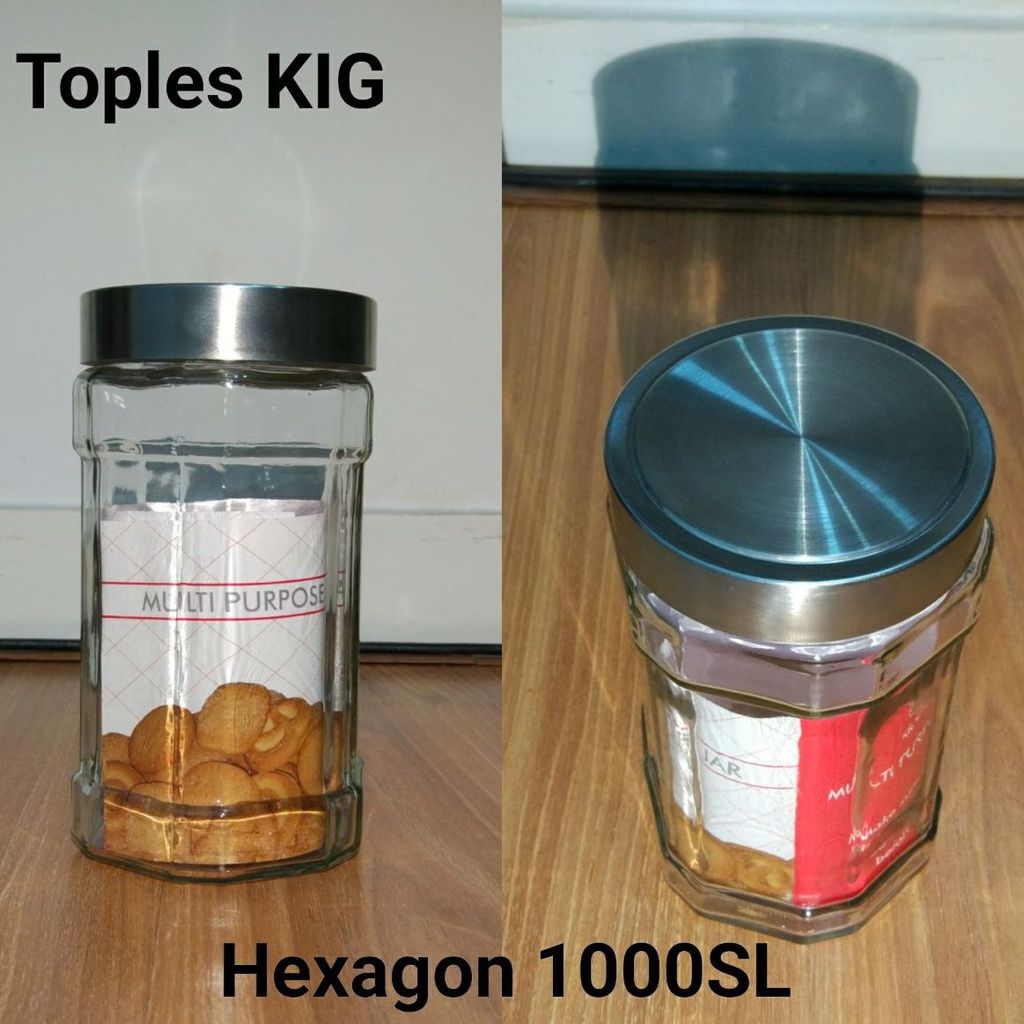 Toples Lebaran Hexagon 1Pcs / Toples Lebaran / Toples Jar Tutup Stainless Kedap Udara / Toples Kedau