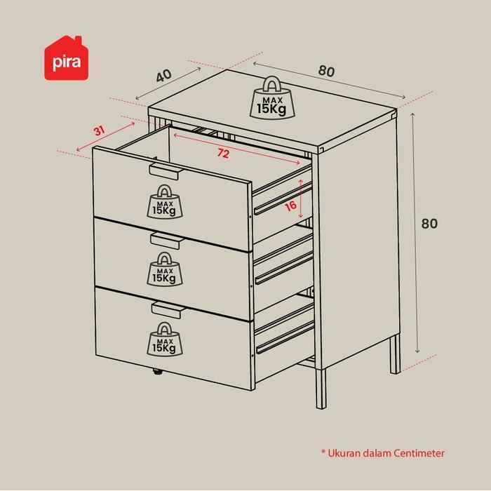 LEMARI LACI LACI BESI FULL WHITE 3 SUSUN