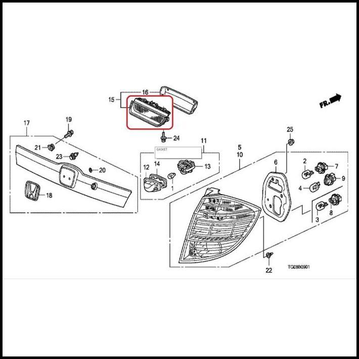TERBARU LAMPU SPOILER BAGASI ATAS JAZZ RS GE8 2012 2013 ORI 