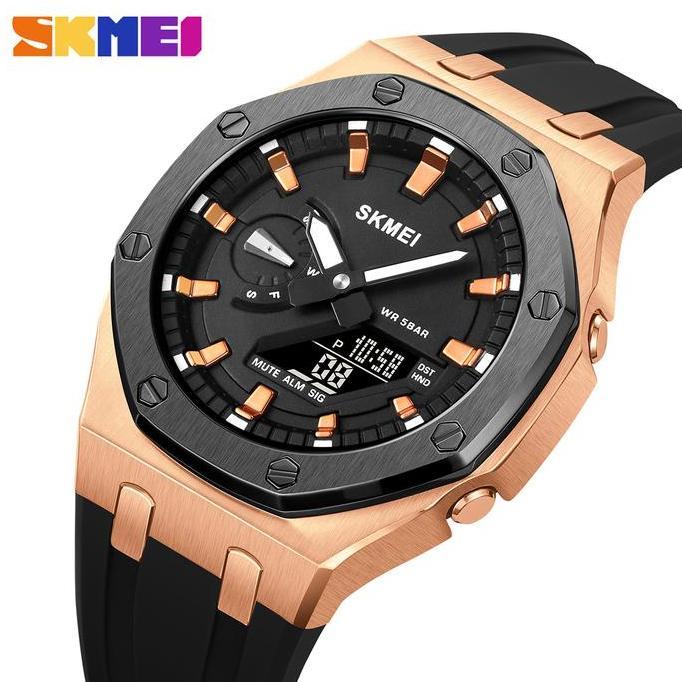 Jam Tangan Pria Analog-Digital World Time Tahan air SKMEI 2243