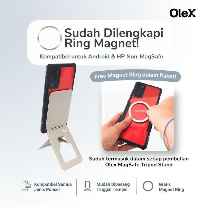 OleX Magsafe Wallet Card Slot Kartu Slim Tripod Stand HP Magnetic moft Terlaris