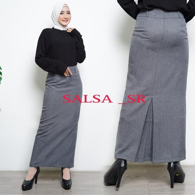 ROK SPAN REMPEL PANJANG / ROK SPAN PANJANG / ROK PANJANG POLOS Hitam Wanita Muslim