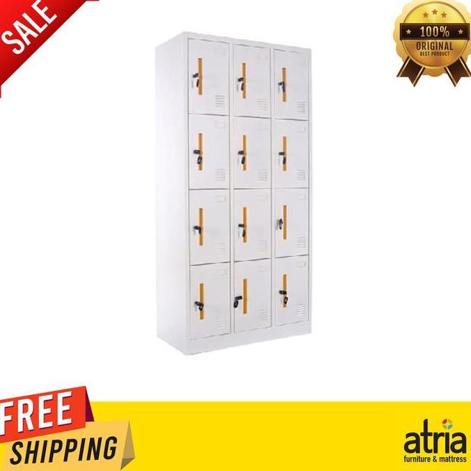 Atria Metal Locker Sterling 12 Pintu - Loker Besi Berkualitas dengan Kunci Lipat - Ukuran 90x45x185 