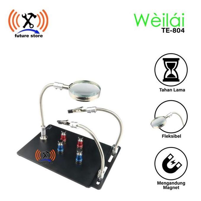Weilai WL-804 Penjepit PCB Holder + Kaca Pembesar /Jepitan Magnet Ori