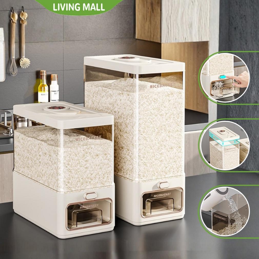 LIVING MALL Dispenser Beras 6kg-11kg Rice Dispenser E28A-E30A Tempat Penyimpanan Beras Rice Bucket