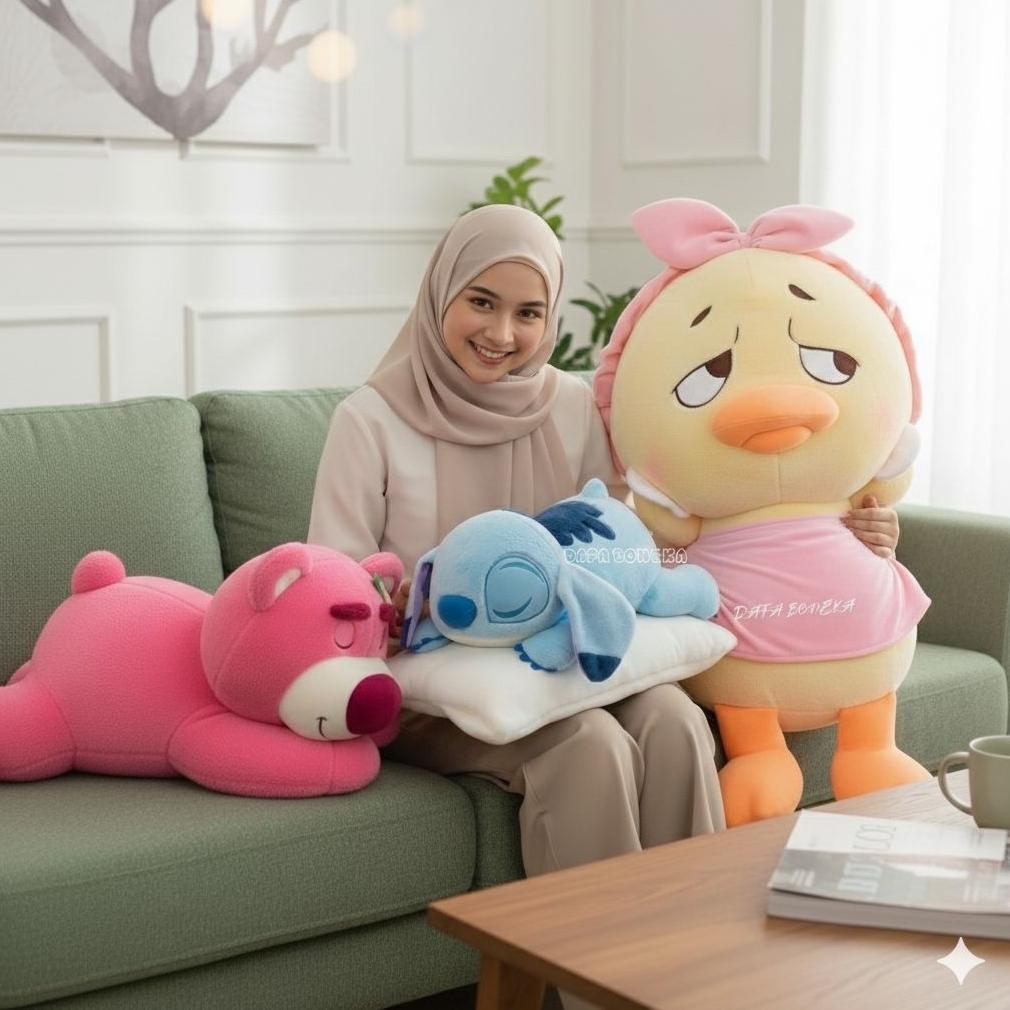 Boneka Beruang LOTSO+STITCH 55CM(Telungkup)Bebek 40CM