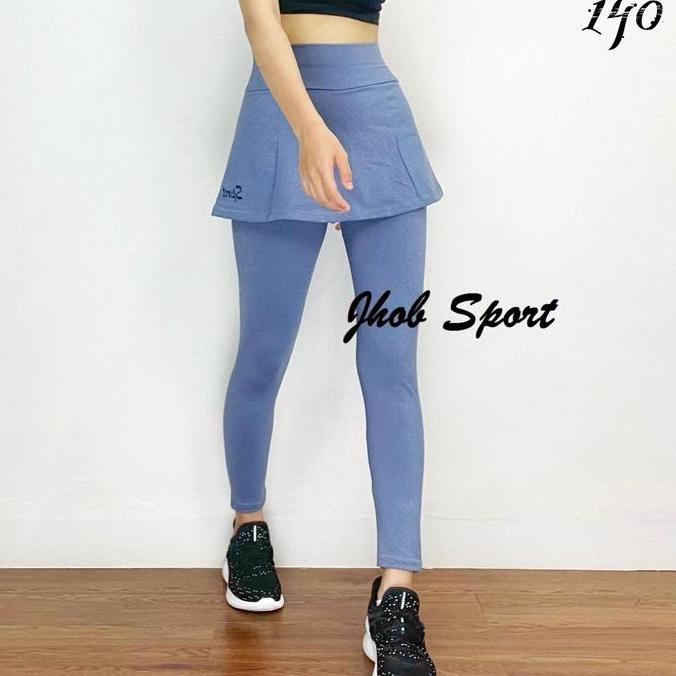 KADENS Celana Legging Rok Senam Wanita Polos/Legging Rok Panjang/Legging Senam Muslimah/Celana Senam